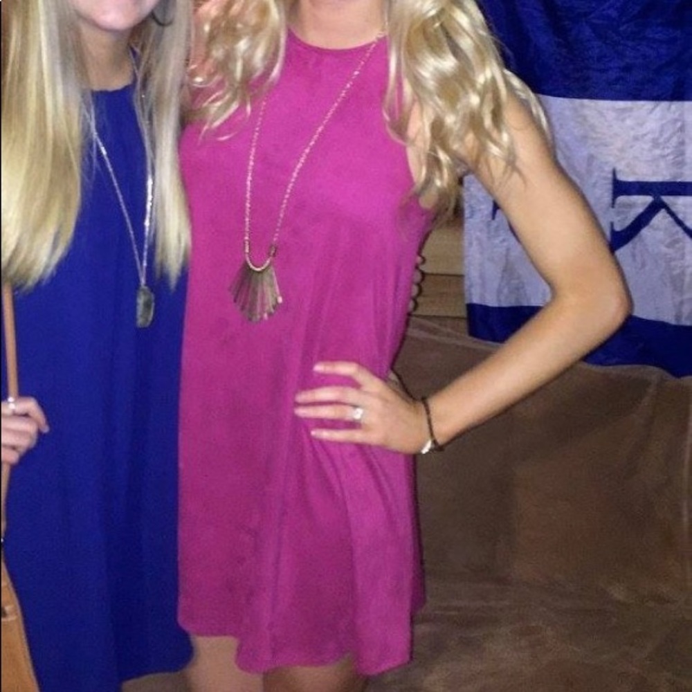 Berry colored suede dress